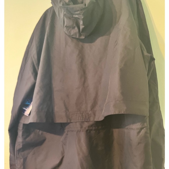 Button Down Windbreaker Jacket Men's Basic Editions Brand Black w/ hood. L. NWT. - Picture 13 of 13